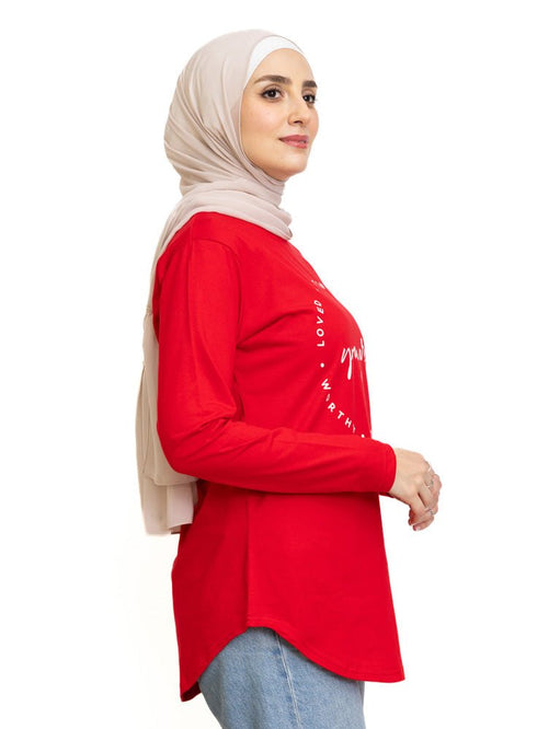 Racing Red Printed Long - Sleeve Design 6 - Khotwh